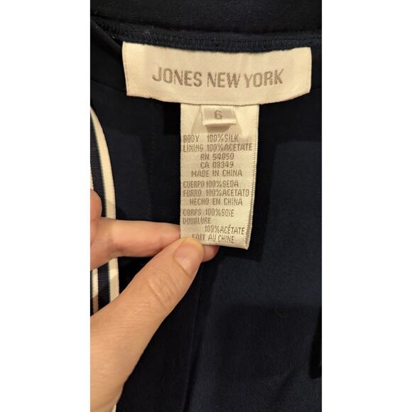 Vintage Jones NY NWT Navy and‎ white Nautical belt silk wide trousers Sz 6 - Picture 5 of 6